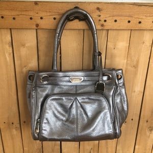 B. Makowsky Silver Leather Shoulder Purse